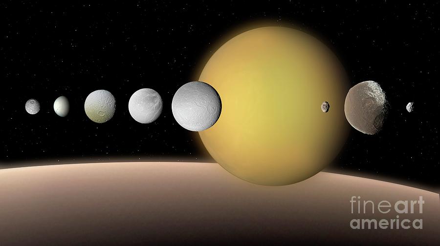 Moons Of Saturn Photograph by Mark Garlick/science Photo Library