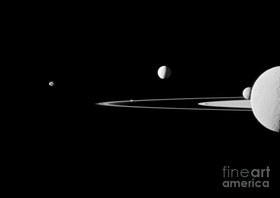 Moons Of Saturn Photograph by Nasa/jpl-caltech/space Science Institute/science Photo Library