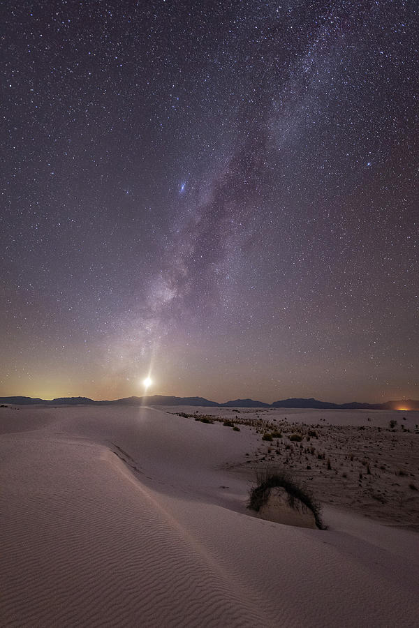 Moonset at White Sands Photograph by Roman Kurywczak
