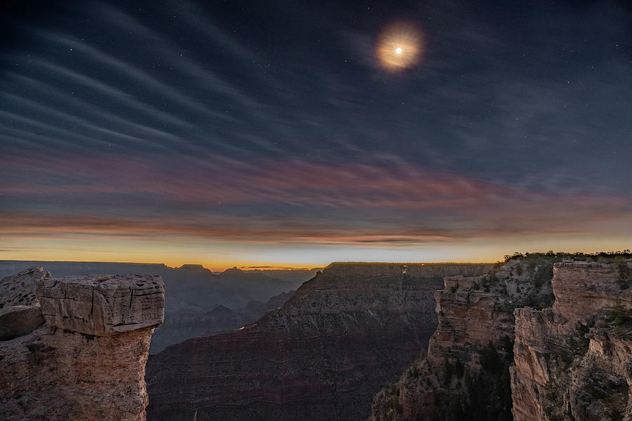 Moonset, South Rim Photograph by Arthur Oleary