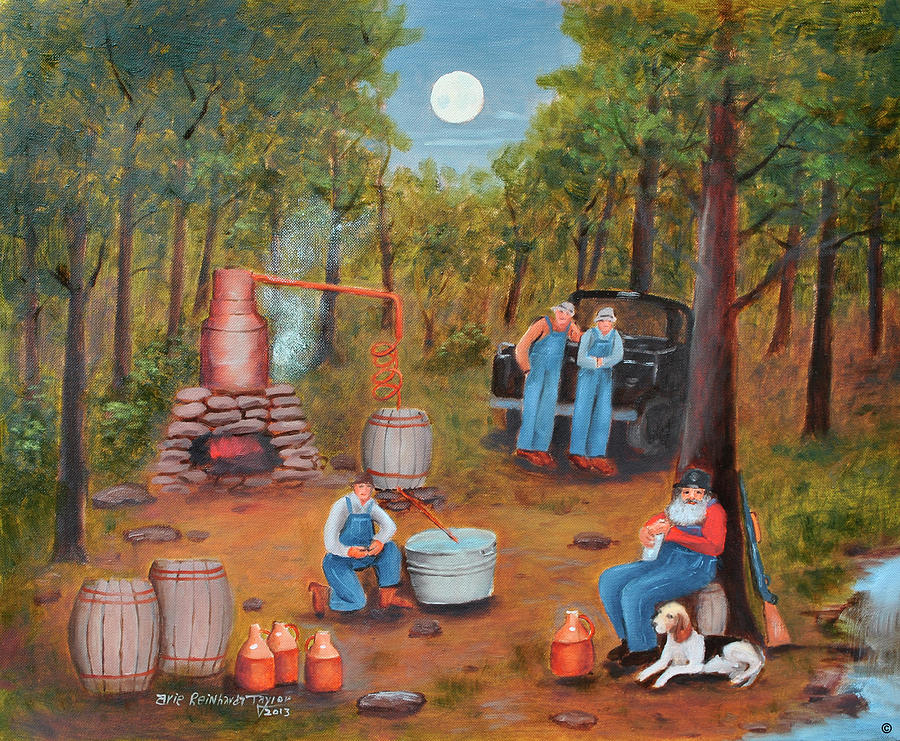 Popcorn Painting - Moonshine Run by Arie Reinhardt Taylor