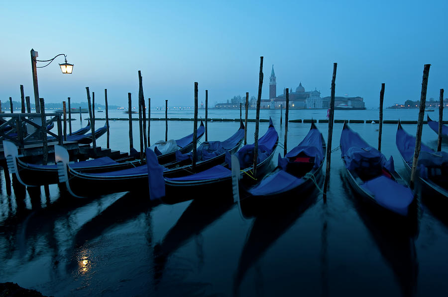Moored Gondolas At Dawn On Grand Canal Photograph by Iain Masterton Moored Gondolas At Dawn On Grand Canal Photograph by Iain Masterton