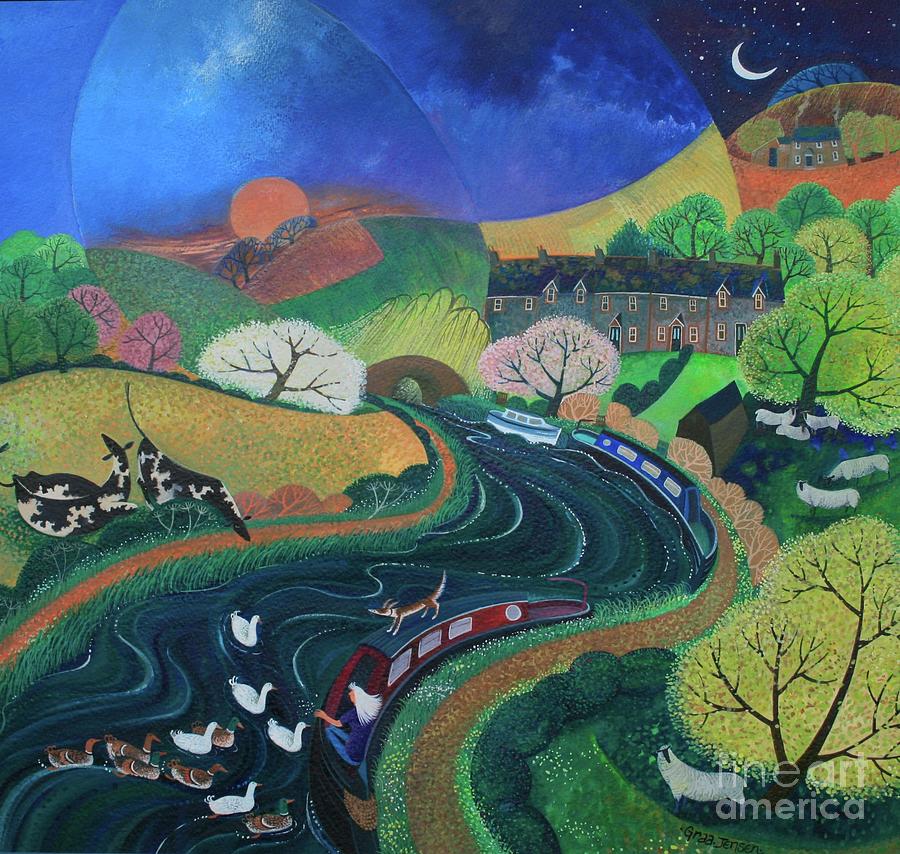 Moored Up For The Night Painting by Lisa Graa Jensen