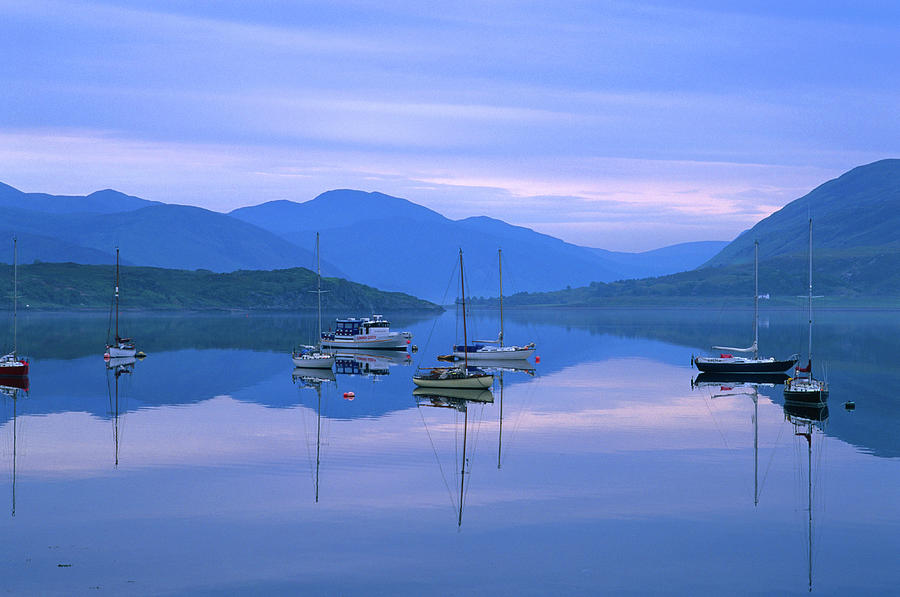 Moored Yachts On Loch Broom, Ullapool Photograph by Grant Dixon Moored Yachts On Loch Broom, Ullapool Photograph by Grant Dixon