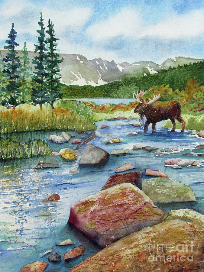 Moose At Long Lake Painting