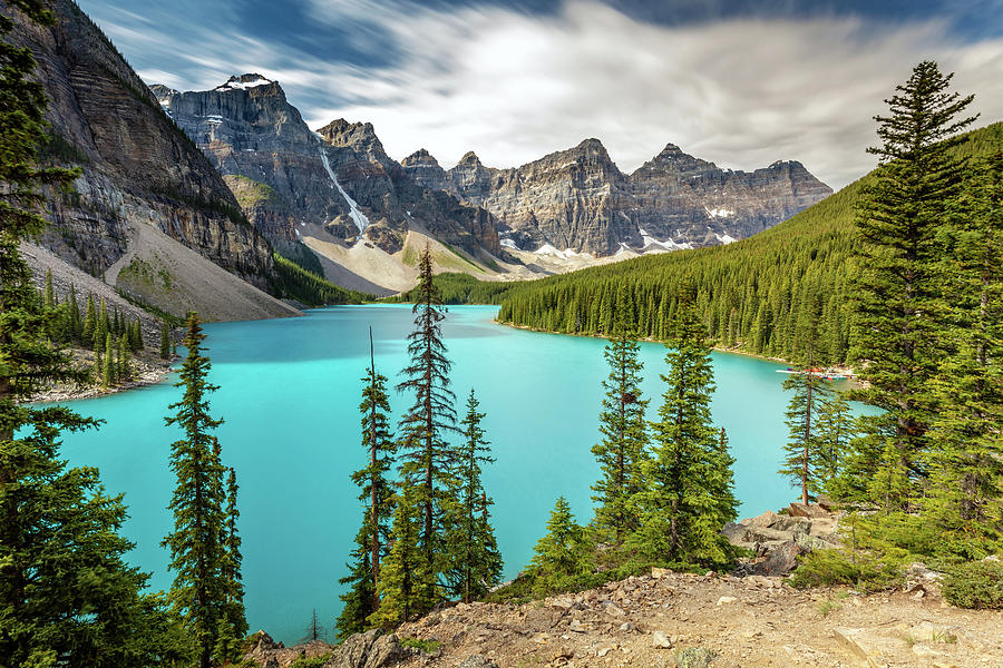 Moraine Blue Lake Banff Mountain Landscape Canada Photograph by Pierre Leclerc Photography