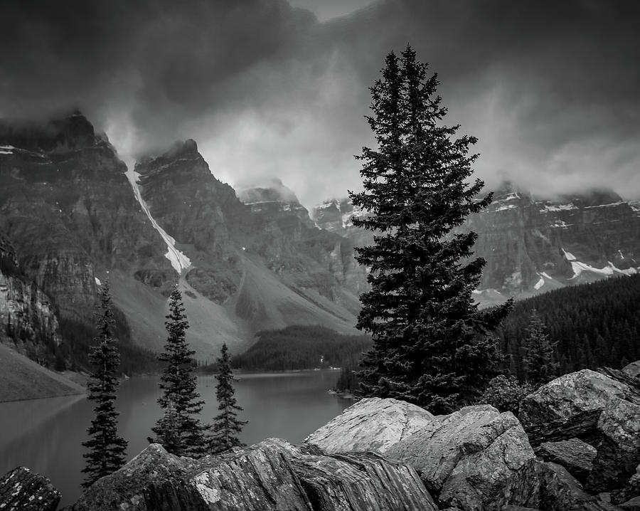 Moraine Lake Black And White by Dan Sproul Moraine Lake Black And White by Dan Sproul