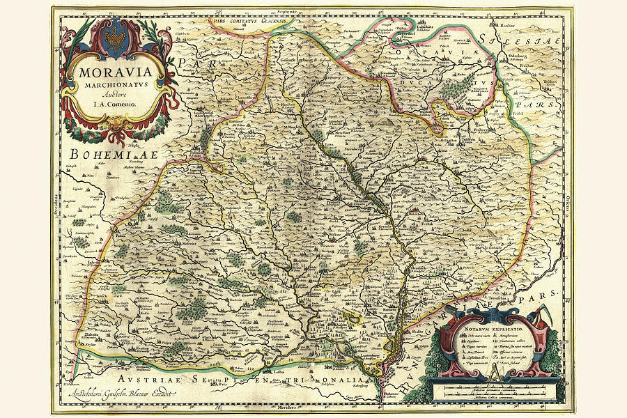Map Painting - Moravia by Willem Janszoon Blaeu (Blau)
