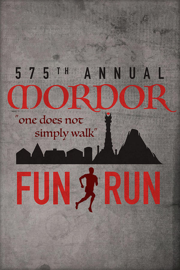 Fun Run Mixed Media - Mordor Fun Run Humor Parody by Design Turnpike