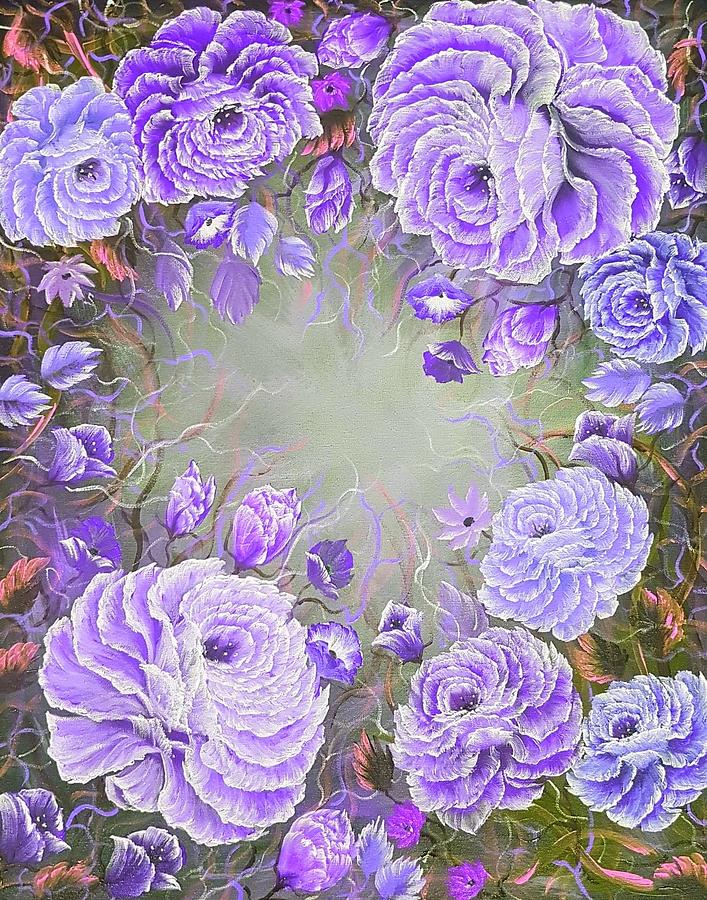 Flower Painting - More enchanting roses purple  by Angela Whitehouse