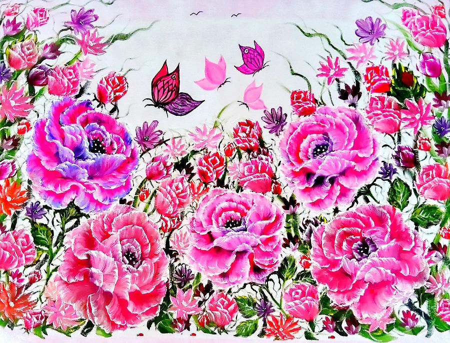 Pink Painting - More Wonderful Garden Glowing In Gorgeous Pink by Angela Whitehouse Pink Painting - More Wonderful Garden Glowing In Gorgeous Pink by Angela Whitehouse