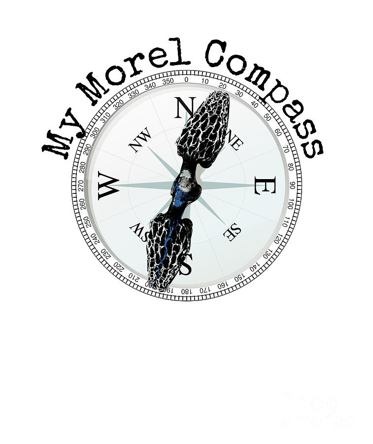 Mushroom Digital Art - Morel Compass Mushroom Humor for Mycologists by Mike G