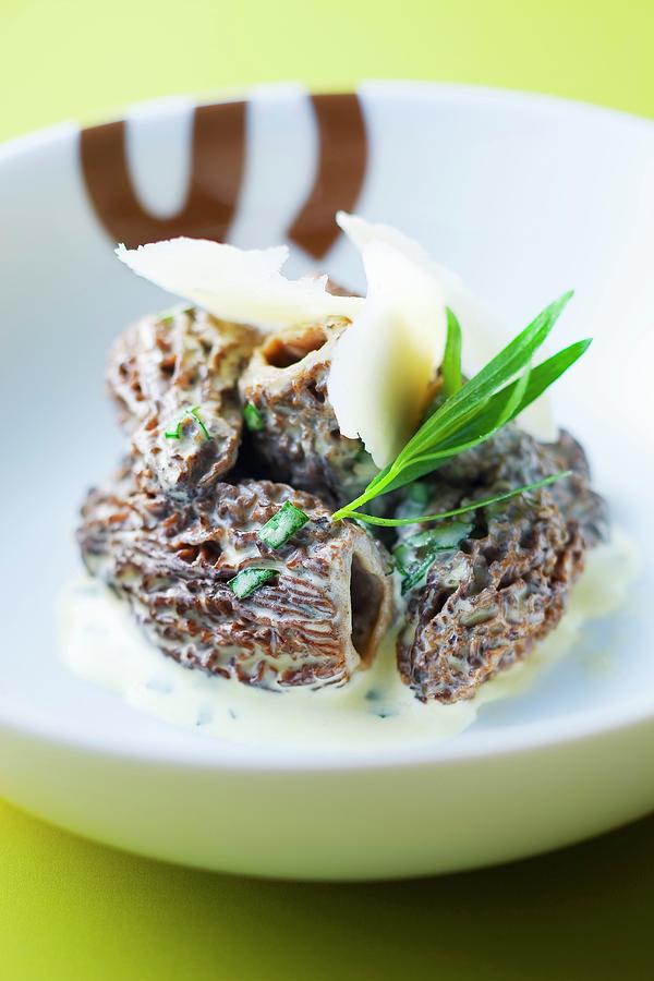 Morels In Cream Sauce And Tarragon Photograph by Roulier-turiot