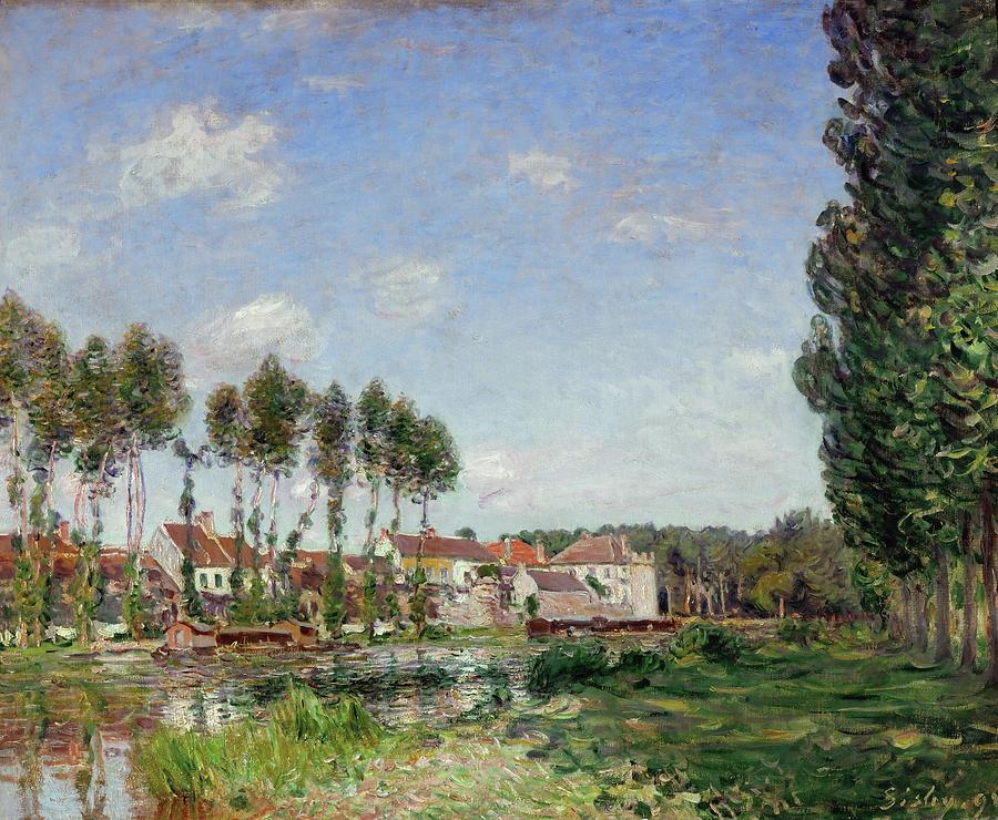 Moret, Bords du Loing, France Oil on wood -1892- RF 2024. Painting by Alfred Sisley -1839-1899-