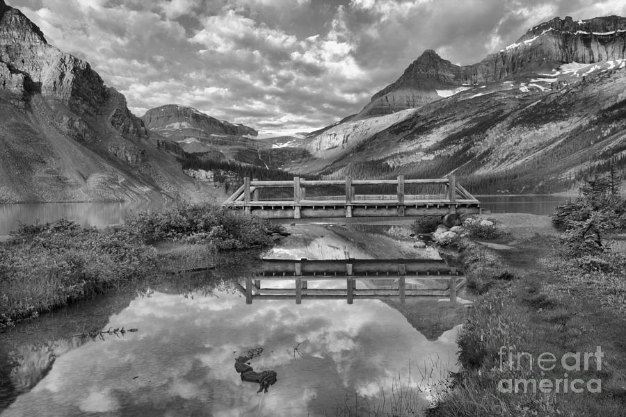 Moring At Bow Lake Bridge Black And White Photograph by Adam Jewell