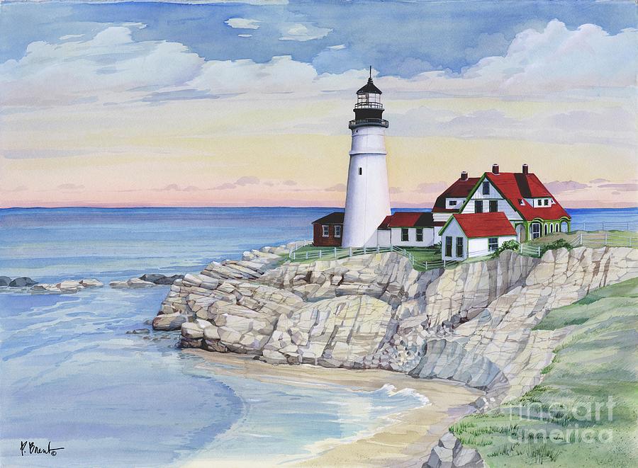 Lighthouse Painting - Morning at Port by Paul Brent