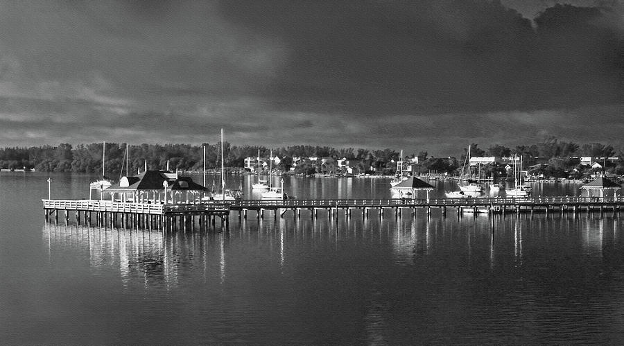 Morning At The Pier BW Photograph by HH Photography of Florida