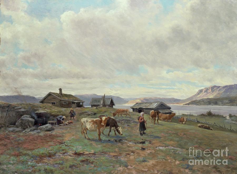 Morning Atmosphere At Holmvassbu, 1915 Painting by Christian Eriksen Skredsvig