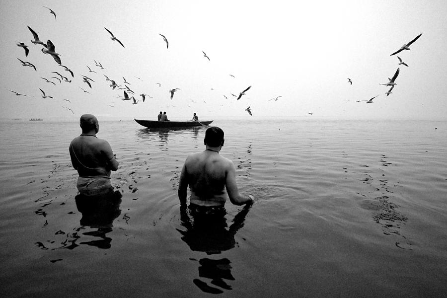 Bath Photograph - Morning Bath by Avishek Das
