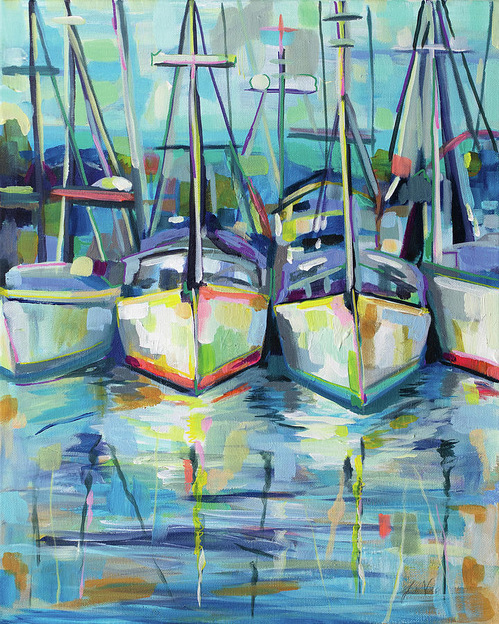 Boat Painting - Morning Dock by Jeanette Vertentes