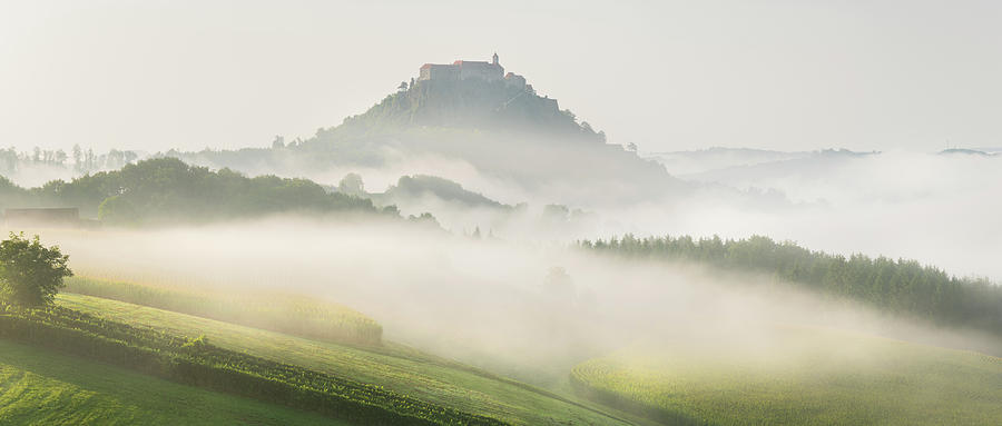 Morning Fog, Riegersburg, Styria, Austria Photograph by Rainer Mirau