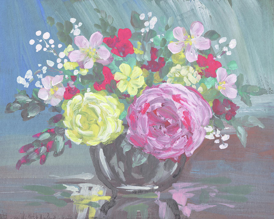 Morning Garden Flowers Floral Impressionism  Painting by Irina Sztukowski