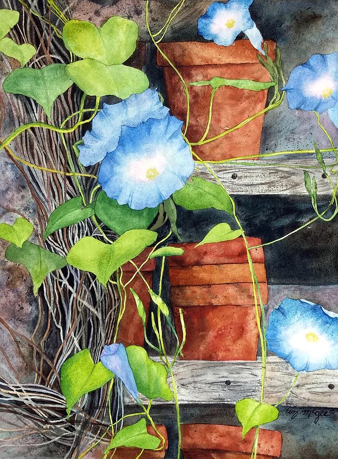 Morning Glories Painting by Lizbeth McGee