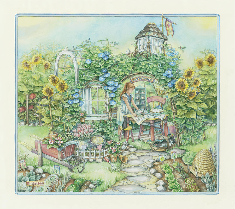 Garden Painting - Morning Glory House by Kim Jacobs