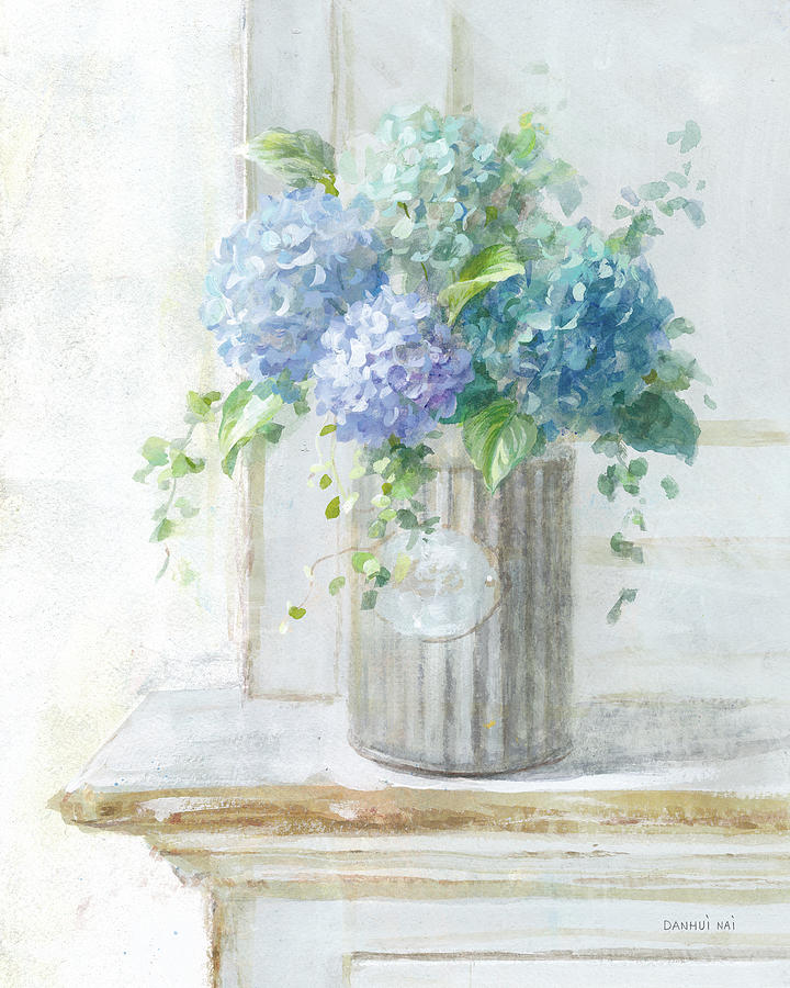 Flower Painting - Morning Hydrangeas I by Danhui Nai