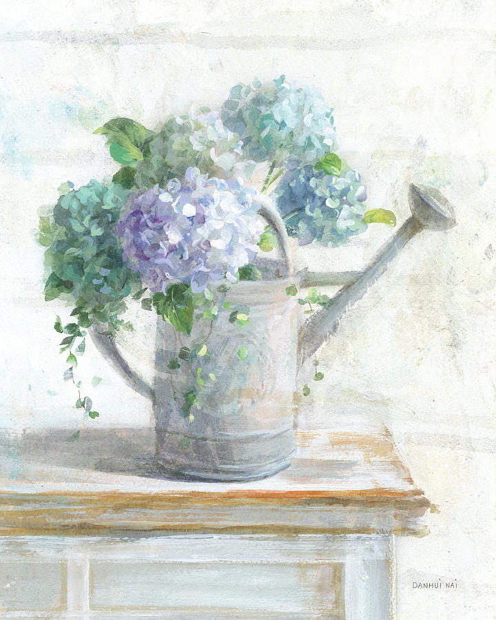 Flower Painting - Morning Hydrangeas II by Danhui Nai