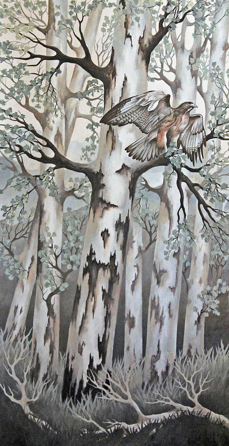 Tree Painting - Morning Mist 2 by Carol J Rupp