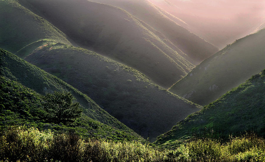 Morning Mist Between Hills Photograph by Mitch Diamond