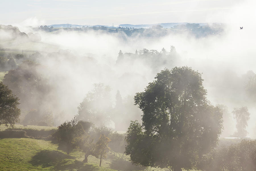 Morning Mist Over Abergavenny, South Photograph by Peter Adams