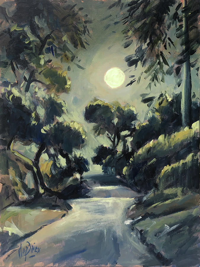 Morning moon Loggos Painting by Nop Briex