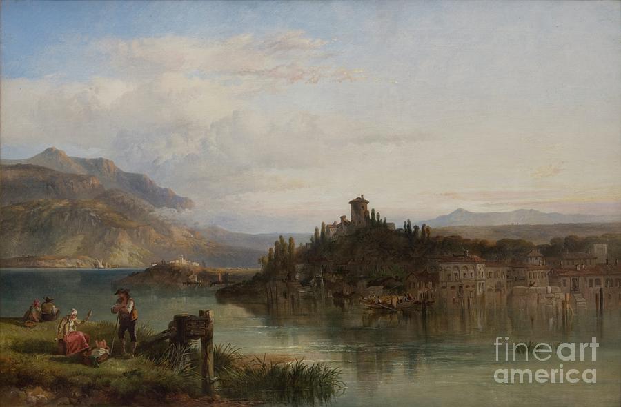 Morning On Lake Garda, Italy, 1861 Painting by James Vivien De Fleury