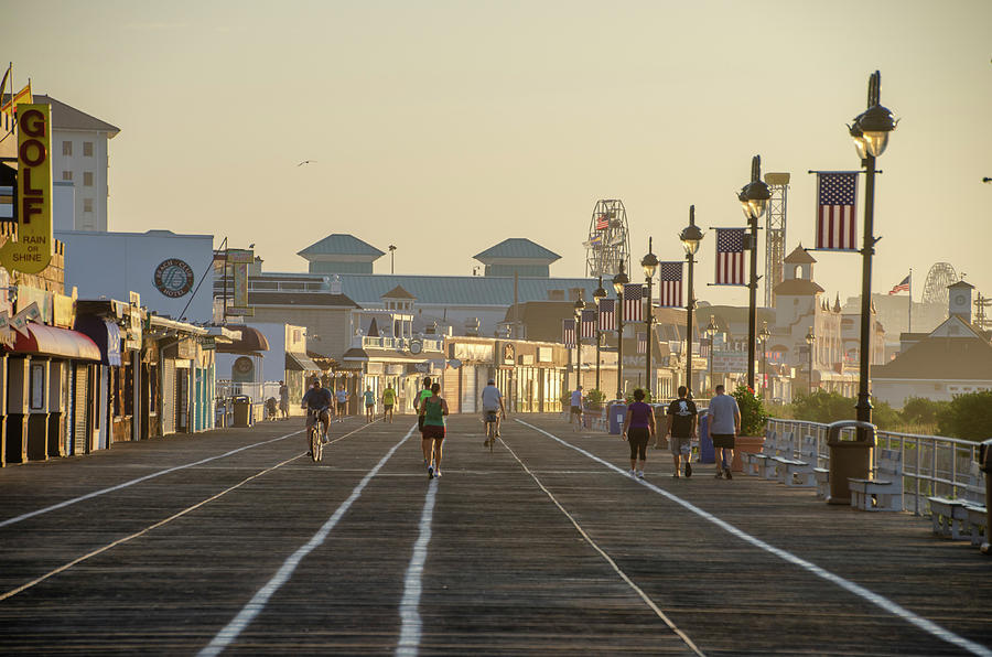 Morning on the Boardwalk in Ocean City New Jersey Photograph by Bill Cannon
