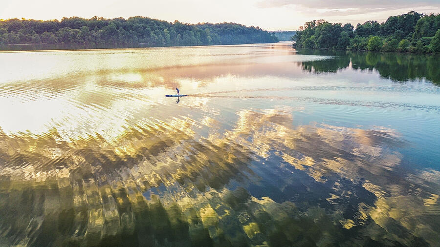 Lake Photograph - Morning Paddling by Eric Zhang