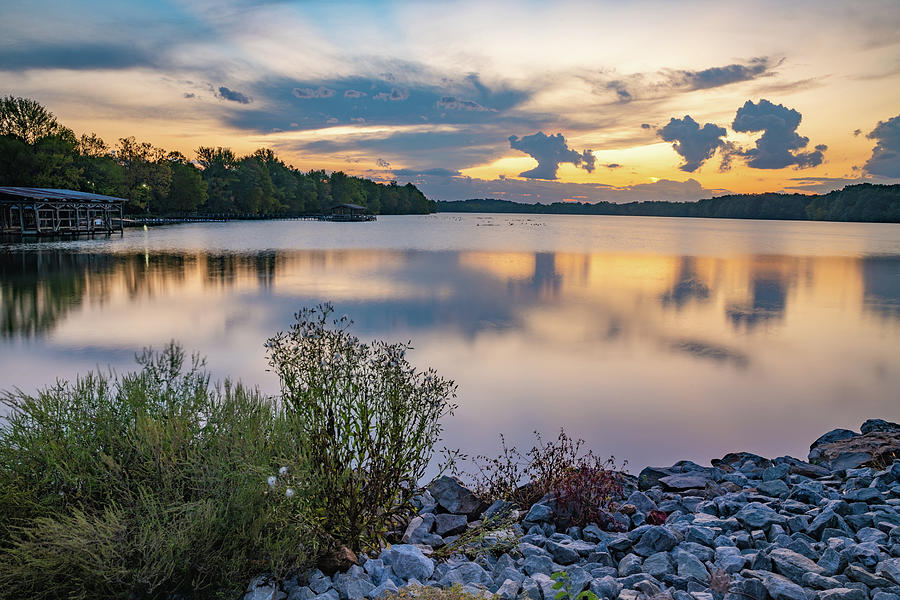 Morning Reflections Along the Lake Fayetteville Shoreline Photograph by ...