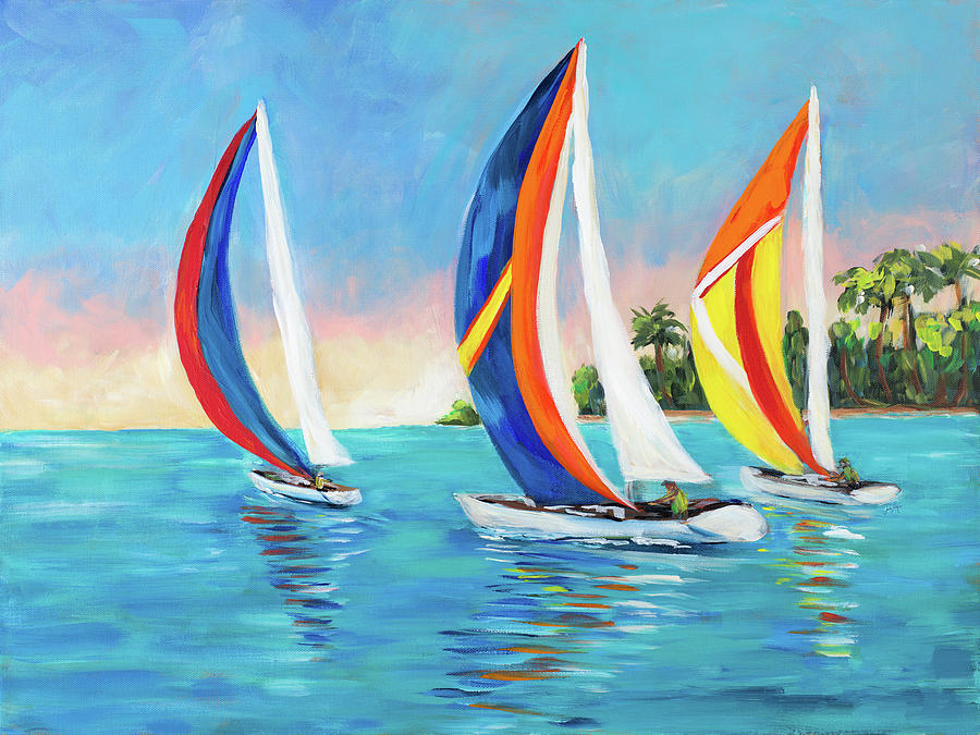 Boat Painting - Morning Sails I by Julie Derice
