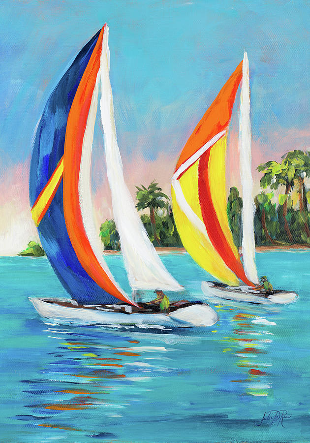 Boat Painting - Morning Sails Vertical I by South Social D