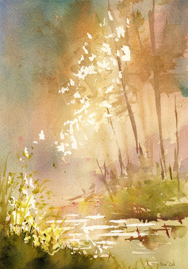 Morning Stream Painting by Sean Seal