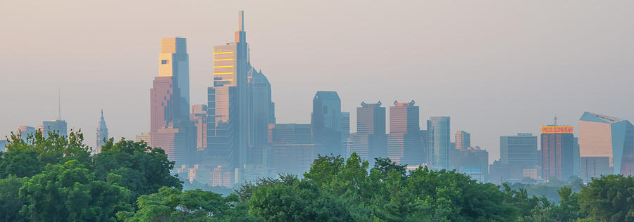 Morning Sun on Philadelphia Panorama Photograph by Bill Cannon