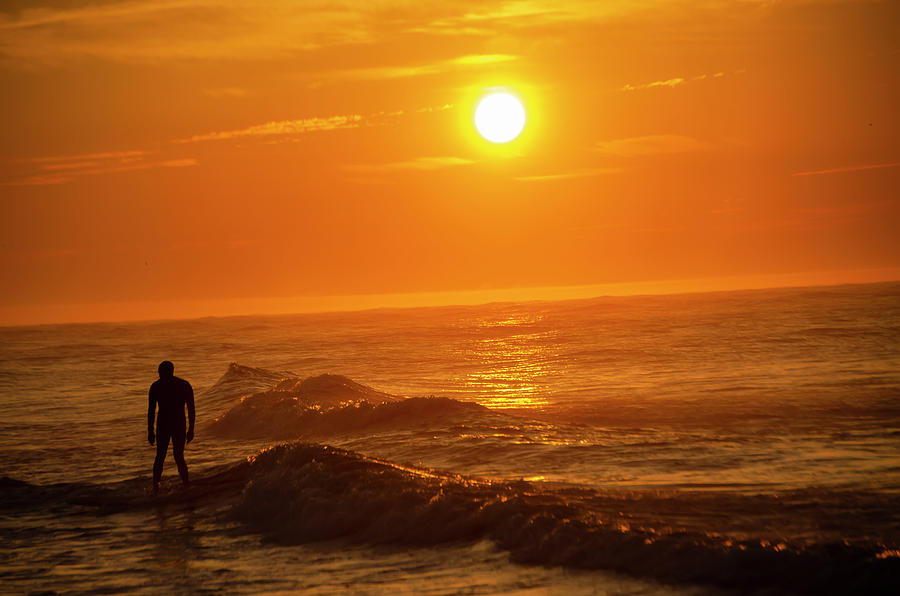 Beach Photograph - Morning Sun Surfer by Bill Cannon