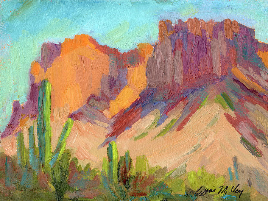 Morning Superstition Mountains Painting by Diane McClary