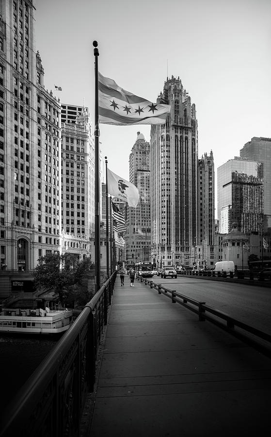 Chicago Photograph - Morning Walk On Michigan Avenue In Black and White by Greg and Chrystal Mimbs