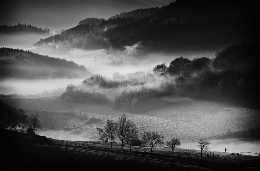 Black And White Photograph - Morning Walk by Peter Svoboda, Mqep