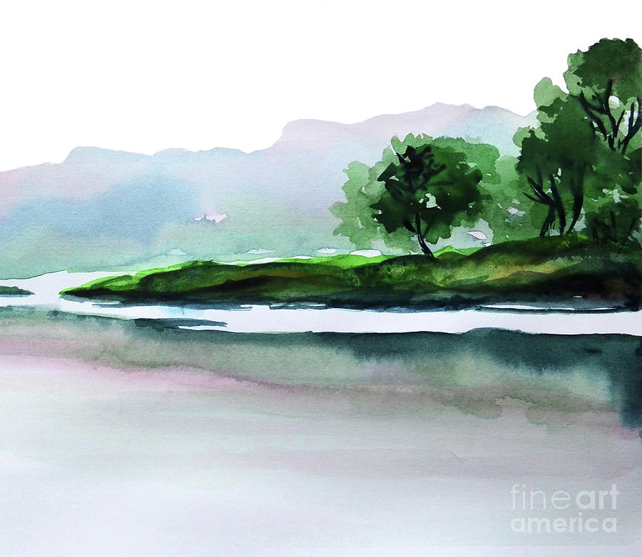 Nature Painting - Morning  watercolor painting 2 by Green Palace