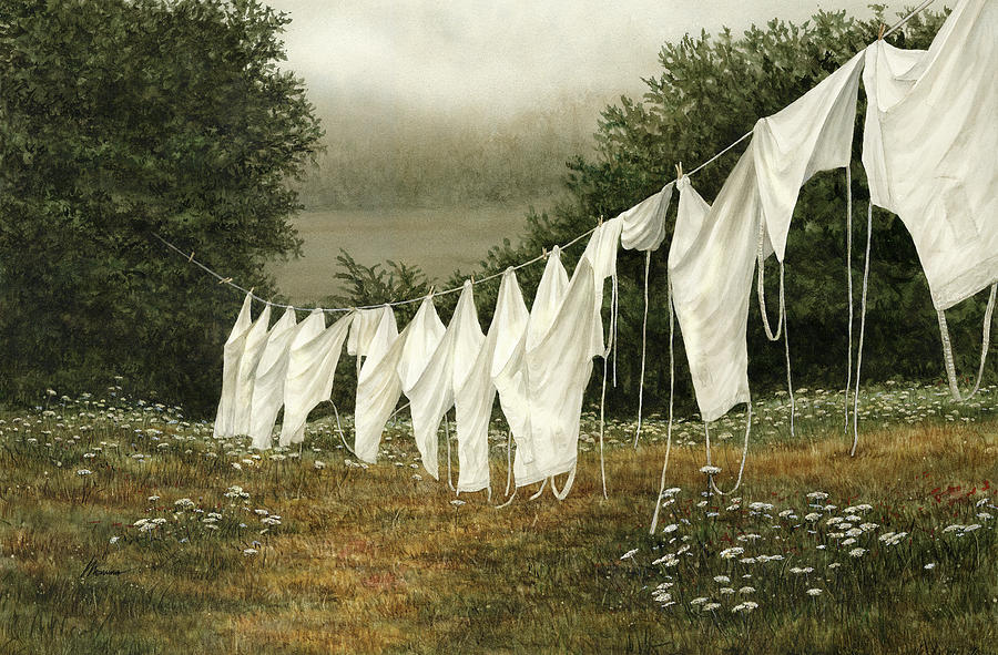 Rural Scene Painting - Morning Whites by John Morrow