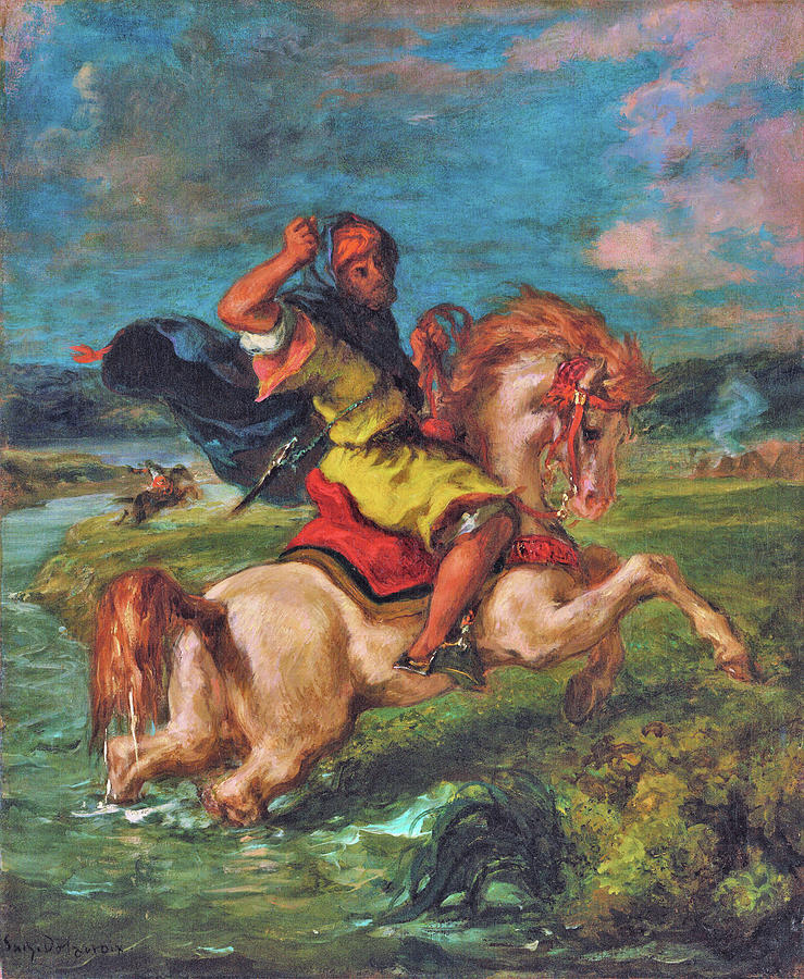 Eugene Delacroix Painting - Moroccan Horseman Crossing A Ford - Digital Remastered Edition by Eugene Delacroix Eugene Delacroix Painting - Moroccan Horseman Crossing A Ford - Digital Remastered Edition by Eugene Delacroix