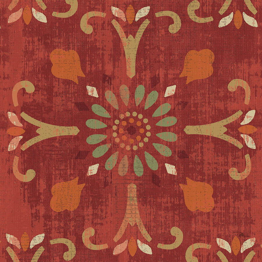 Pattern Mixed Media - Moroccan Patchwork Red Tile Iv by Pela Studio